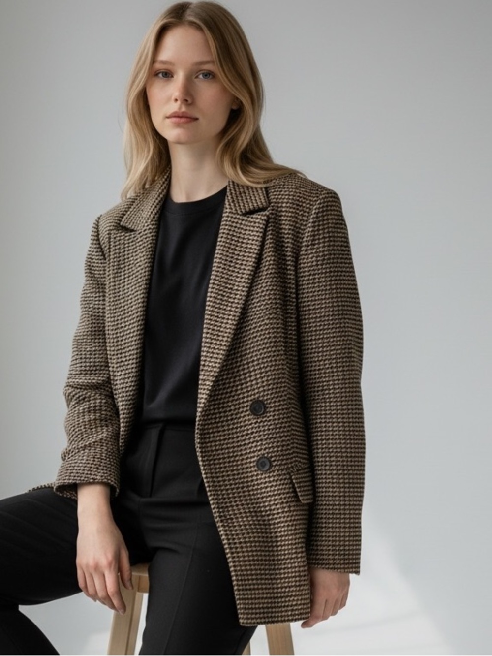 Old Navy Women's L Brown Plaid Blazer - Classic, Preppy & Office Siren Style